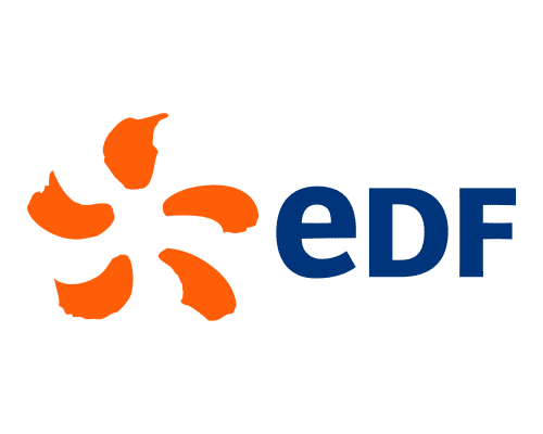 Logo d'EDF, partenaire de Ludi Briques pour l'animation de séminaires d'entreprise.